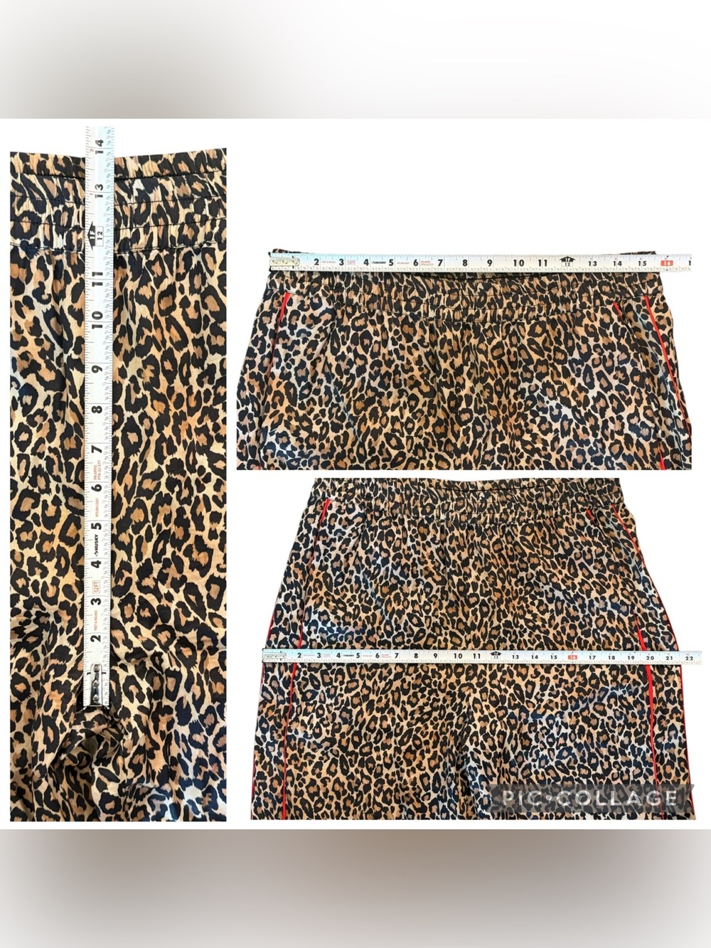 Anthropologie Leopard Pull-On Pants Wide Leg Tuxedo Stripe Fluid Satin Medium - Picture 9 of 13